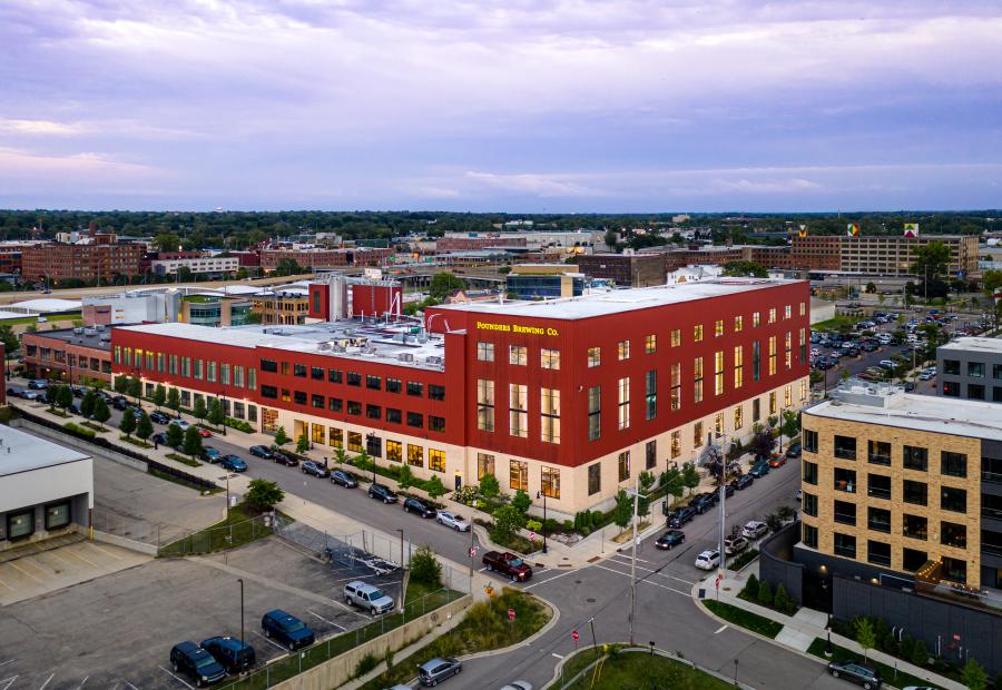 Where innovation meets tradition: The expansive Founders Brewing Co. facilities in Grand Rapids.