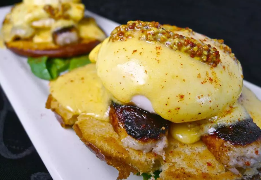 SpeakEZ Lounge redefines classics: The innovative twist on eggs benedict in Grand Rapids.